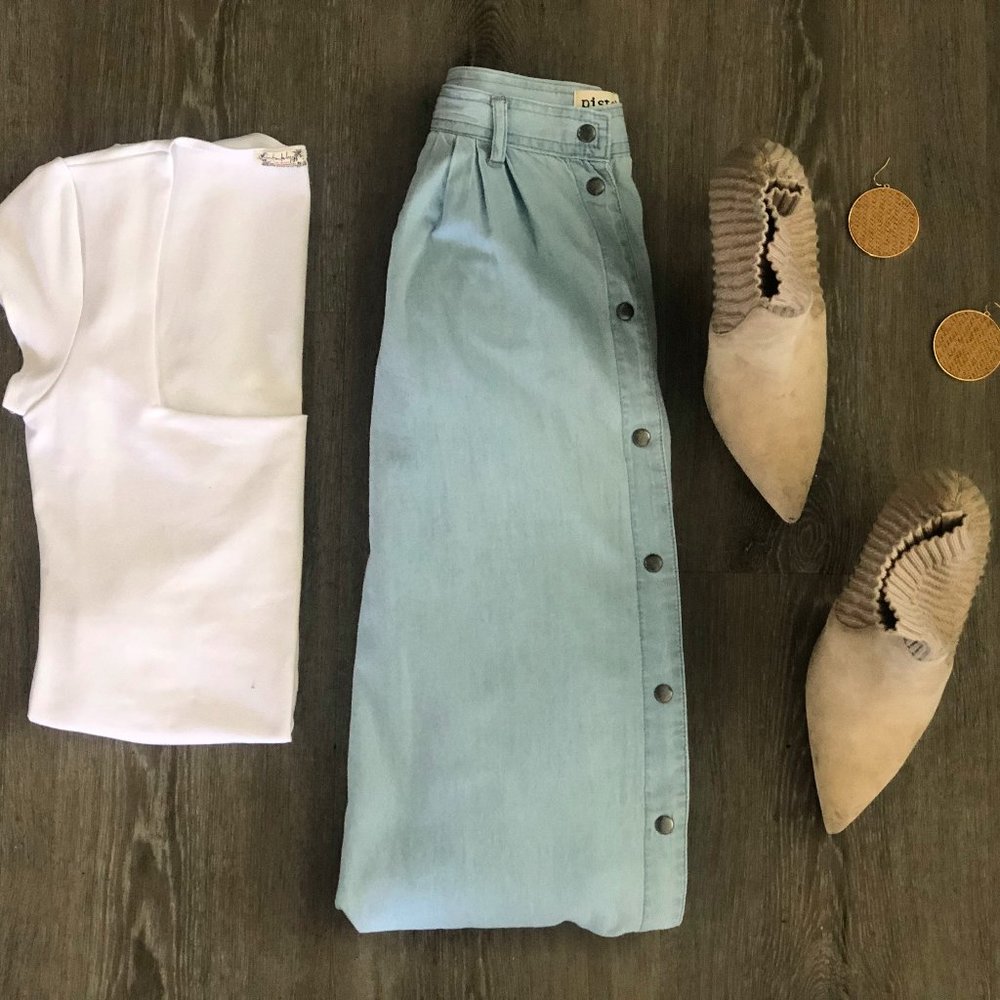 Full Length Button Down Skirt